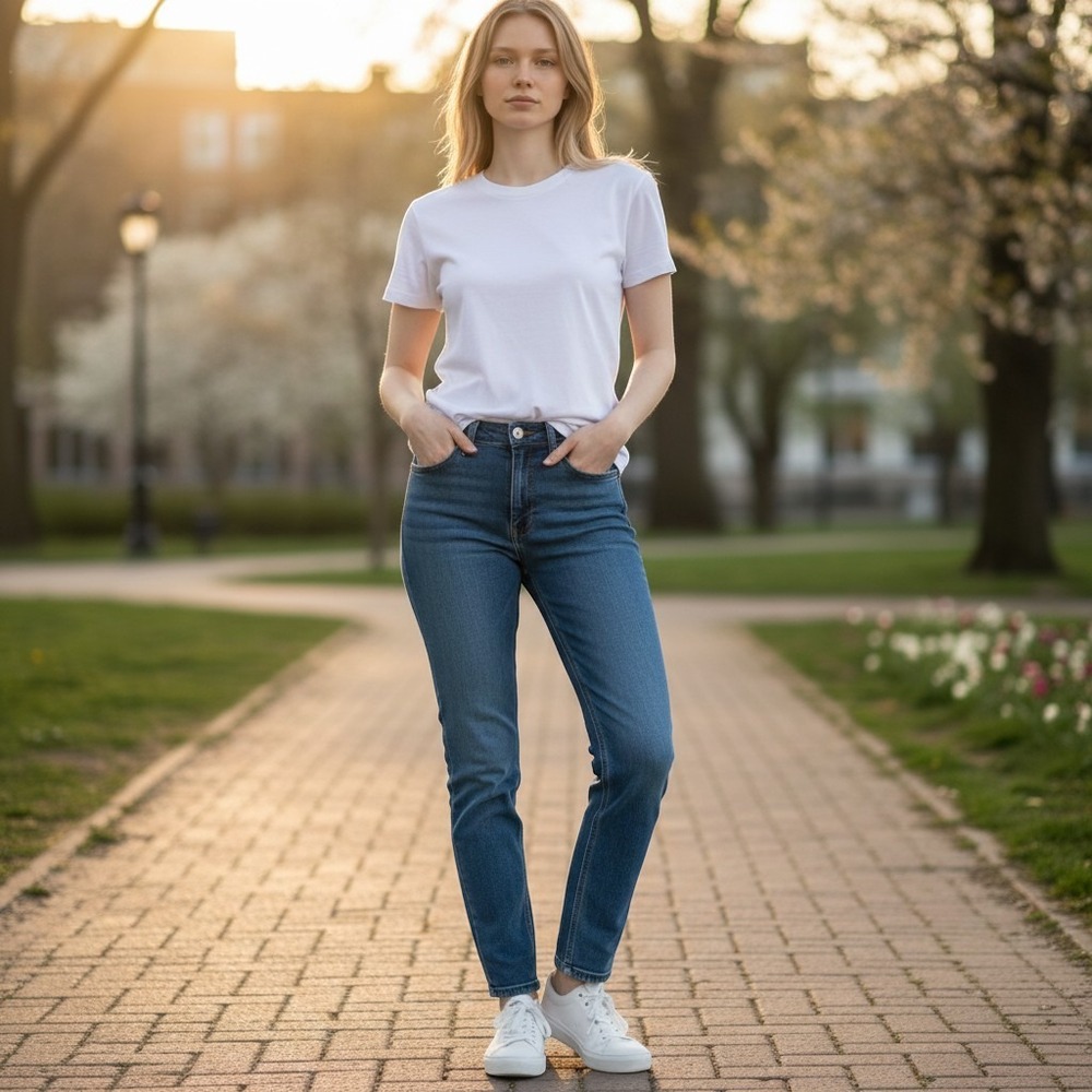 Levis Classic Slim Stretch Jeans Womens Light Wash Blue Denim Mid Rise